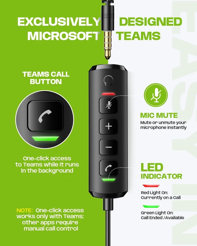 Alt view image 4 of 5 - Acer USB Headset with Microphone for PC, Wired Computer Headset for Work