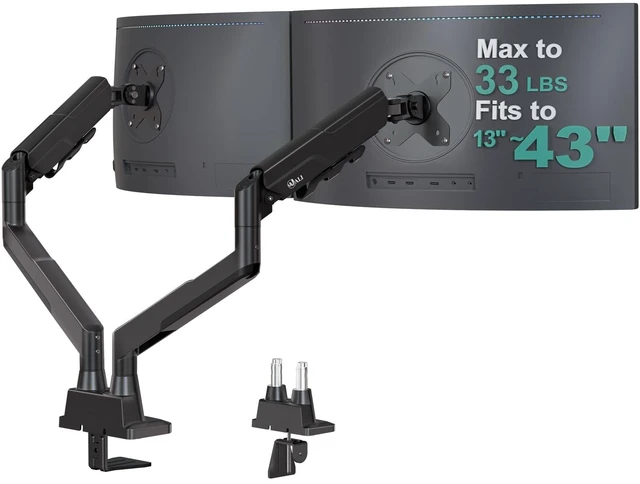 Main image of WALI Longer Dual Monitor Arm for 13-43 inch Curved Screens, 33 lbs per Arm