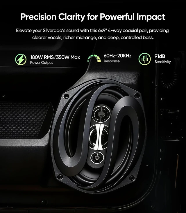 Alt view image 4 of 5 - 6X9 inch Car Audio Door Speakers (2-Pairs) for Dodge RAM 1500/2500/3500