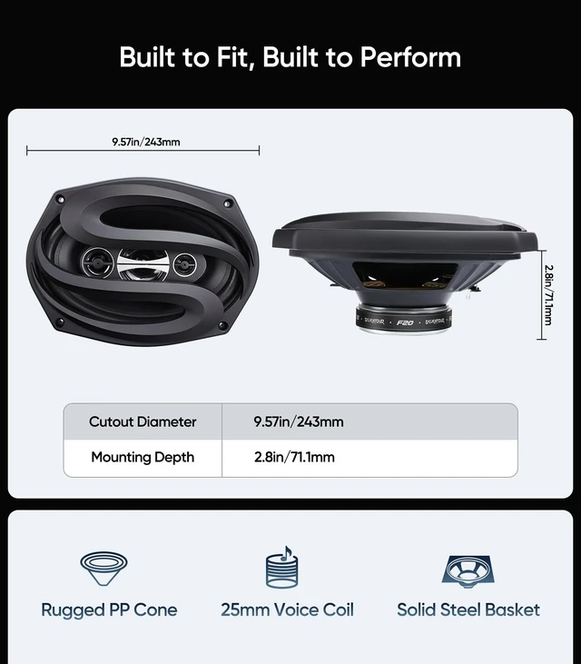 Alt view image 5 of 5 - 6X9 inch Car Audio Door Speakers (2-Pairs) for Dodge RAM 1500/2500/3500