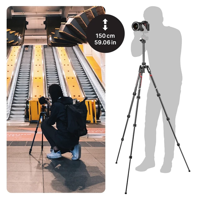 Alt view image 2 of 5 - Manfrotto Befree Advanced Twist Camera Tripod Kit, Travel Tripod Kit with Fluid Head and Twist Closure, Portable and Compact, Carbon Camera Tripod for DSLR, Reflex, Mirrorless, Camera Accessories