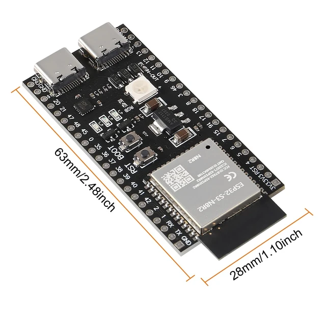 Alt view image 5 of 5 - 10PCS ESP32 ESP32-S3 Development Board Type-C WiFi+Bluetooth Internet of Things Dual Type-C Core Board ESP32-S3-DevKit C N8R2 Development Board ESP32 S3 Module