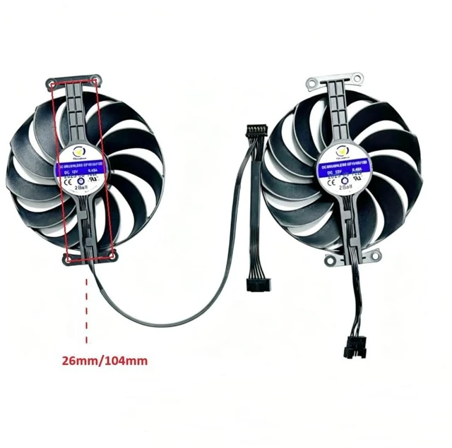 Alt view image 3 of 3 - AKUYAO 95mm CF1010U12D GPU Cooling Fan for ASUS RTX4070 4070S 4070tiS Dual Graphics Card Replacement Fan, 7Pin, 12V 0.45A