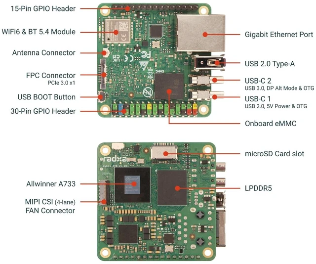 Alt view image 3 of 5 - Radxa Cubie A7S Single Board Computer, Allwinner A733 Octa-Core CPU, 3 Tops NPU, Pocket-Sized (Radxa Cubie A7S 6GB)