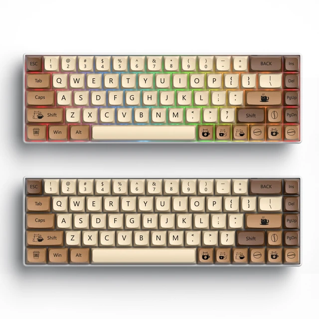 Alt view image 3 of 5 - Guffercty kred Coffee Cat XDA Profile PBT Keycaps 75 Percent138 Keys Dye Sub Caps for 60% 65% 75% Mechanical Gaming KeyboardCoffee Cat
