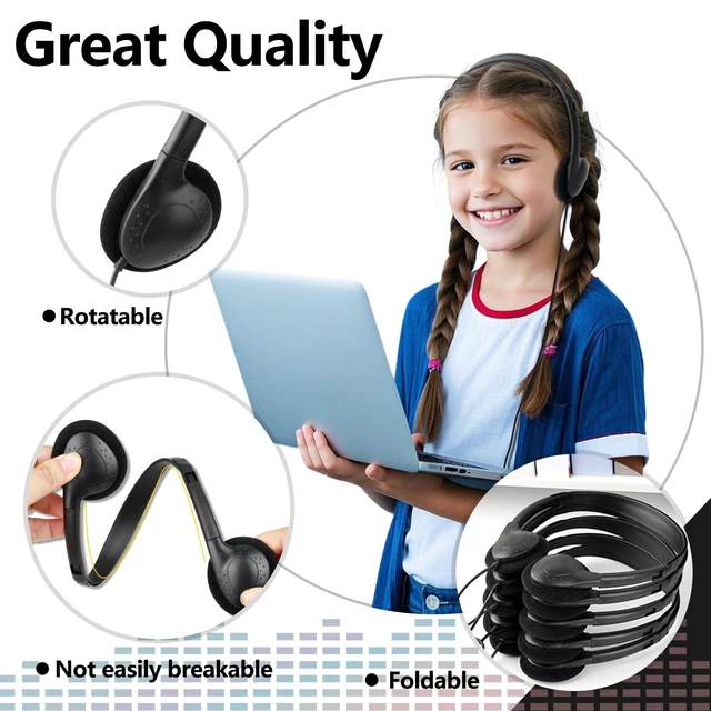 Alt view image 3 of 5 - GDBOMA Kids USB C Headphones Bulk 50 Pack for Classroom School Wired On Ear