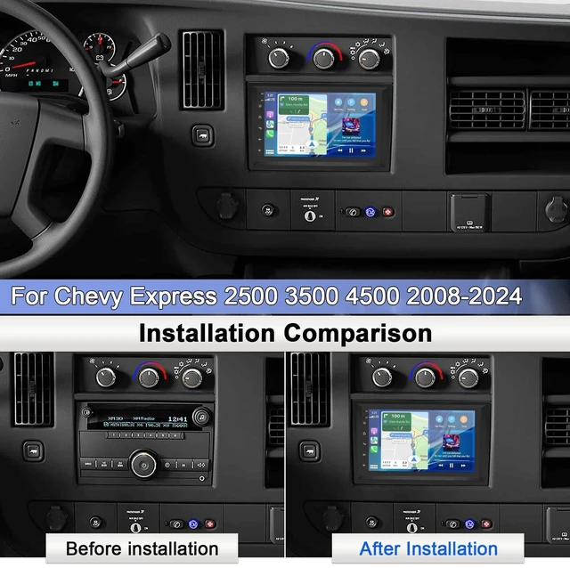 Alt view image 2 of 5 - 7" Carplay Car Stereo Radio for Chevy Express 2500 3500 4500 2008-2024