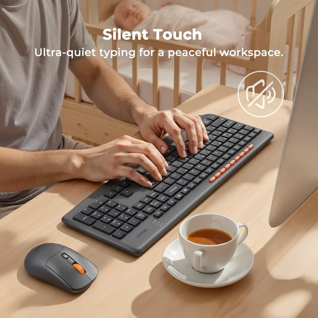 Alt view image 3 of 5 - MEETION Wireless Bluetooth Keyboard and Mouse, Silent Full Size Keyboard