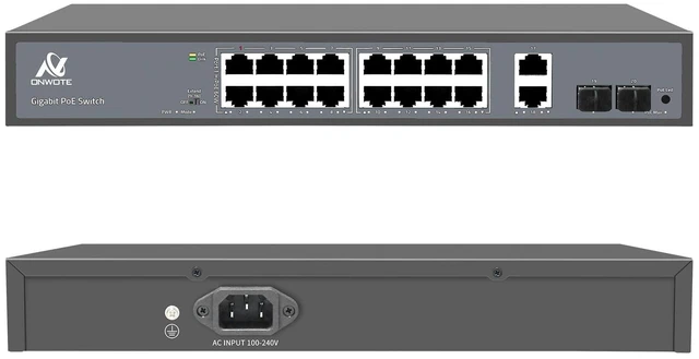 Main image of ONWOTE 16 Ports Gigabit PoE Switch 300W, 10/100/1000Mbps Self-Adaptive