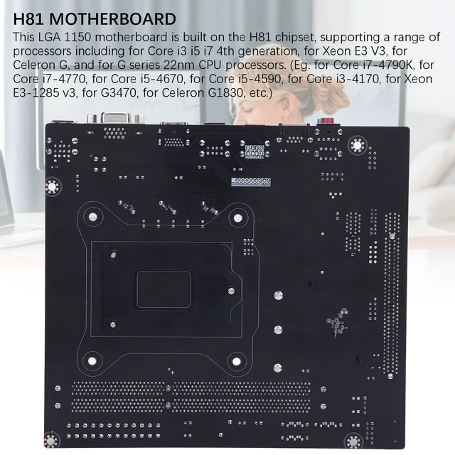 Alt view image 2 of 5 - H81 Computer Motherboard, M ATX LGA 1150 2x8GB DDR3 M.2 Nvme Gaming Mainboard, PCI Express 16X, SATA3.0 2.0, RJ45 VGA HDMI, Supports NGFF and NVME for E3 V3 Series