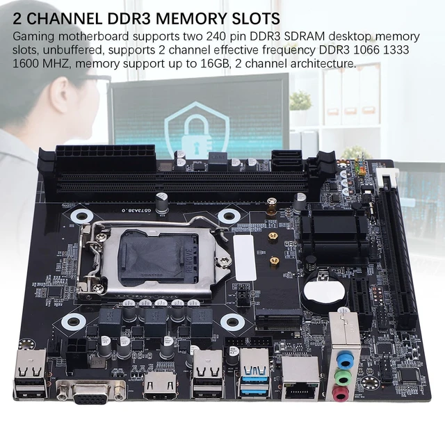 Alt view image 3 of 5 - H81 Computer Motherboard, M ATX LGA 1150 2x8GB DDR3 M.2 Nvme Gaming Mainboard, PCI Express 16X, SATA3.0 2.0, RJ45 VGA HDMI, Supports NGFF and NVME for E3 V3 Series