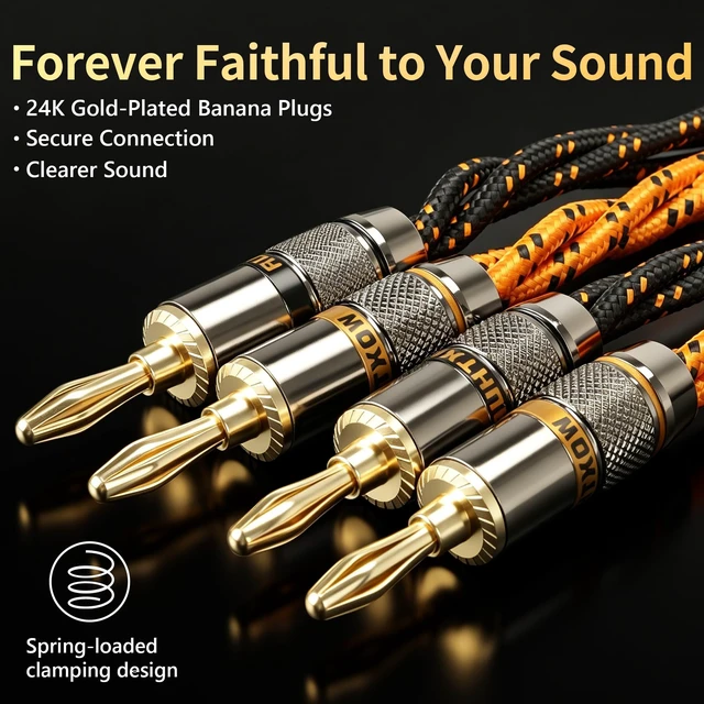 Alt view image 3 of 5 - RUHTXOW 9 Gauge Speaker Wire,5N OFC Speaker Cable with Banana Plugs