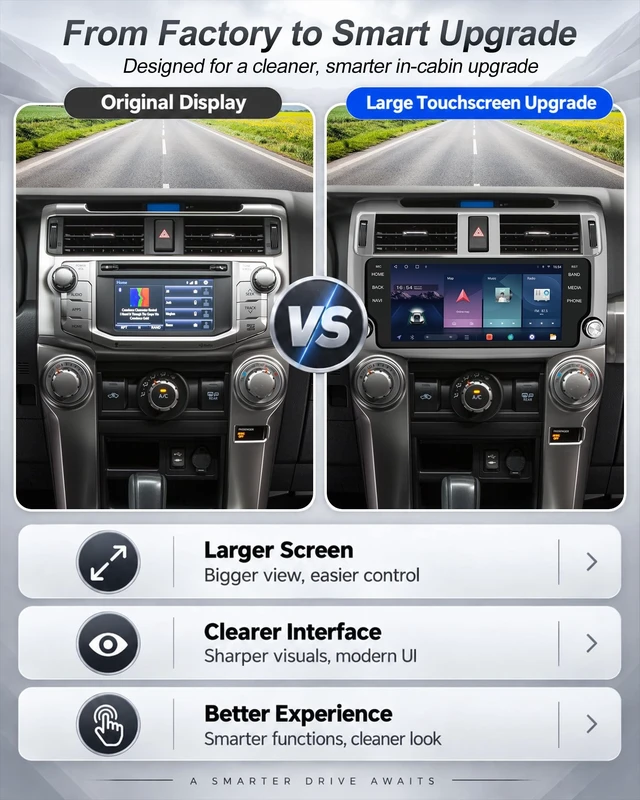 Alt view image 4 of 5 - 10.33" Car Radio Upgrade for Toyota 4 Runner 2010-2019,Wireless CarPlay Android Auto,Android 13 Head Unit with WiFi SWC GPS 1080P Backup Camera 4+64GB-Silver