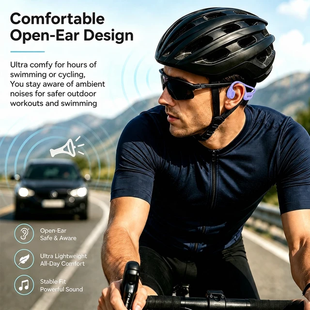 Alt view image 4 of 5 - Swimming Headphones Underwater, Open Ear Lap Swimming Earbuds Bluetooth6.0