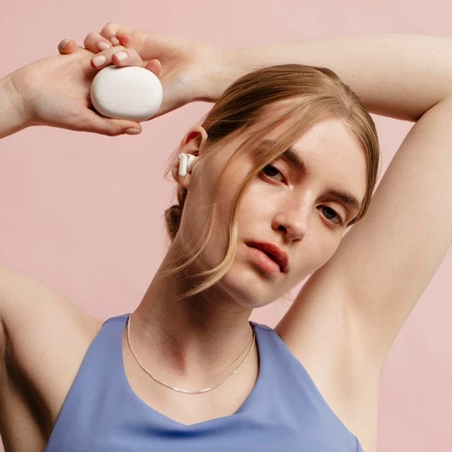 Alt view image 5 of 5 - Sudio E4 Pro Hybrid Active Noise Cancelling Wireless Earbuds, Bluetooth 6.0, High-Definition Sound, 30H Battery, Multipoint Connectivity, Wireless Charging Case, Sweat & Splash Resistant
