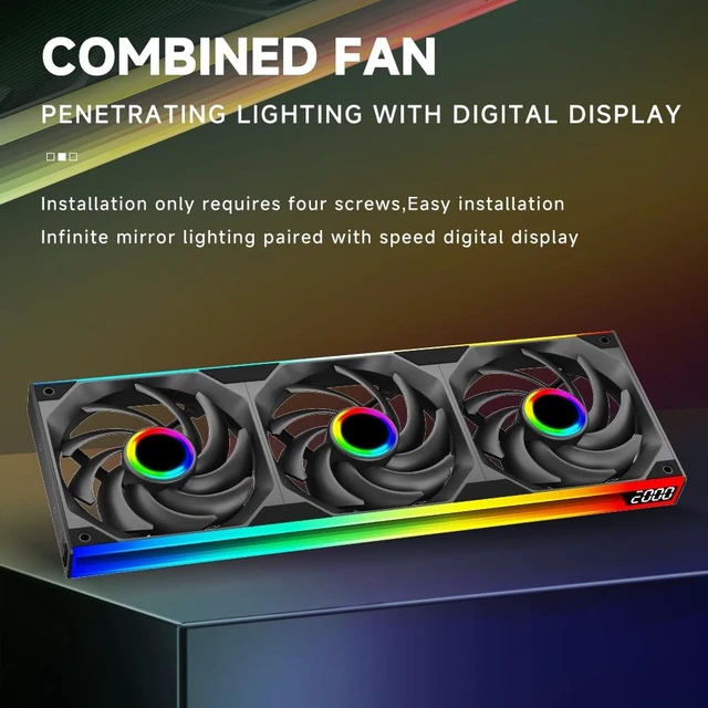 Alt view image 3 of 5 - Jungle Leopard Star-Link 240 ARGB PC Reverse Blade Case Fan - Integrated -Type Infinity Mirror Design with 3 x 120mm ARGB&PWM Fans, Suitable for Computer Case(Black Forward 240mm)