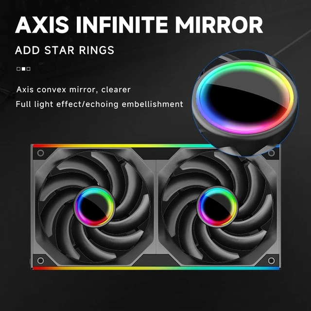 Alt view image 4 of 5 - Jungle Leopard Star-Link 240 ARGB PC Reverse Blade Case Fan - Integrated -Type Infinity Mirror Design with 3 x 120mm ARGB&PWM Fans, Suitable for Computer Case(Black Forward 240mm)