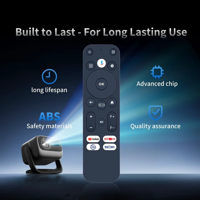 Alt view image 2 of 5 - ZWP Replacement Voice Remote Control Compatible for WANBO Mozart 1 Pro/M1 PRO, ETOE E3 PRO/Whale Pro Smart Projector, for ZCGIOBN, Nova C40 Poseidon E40 Projector