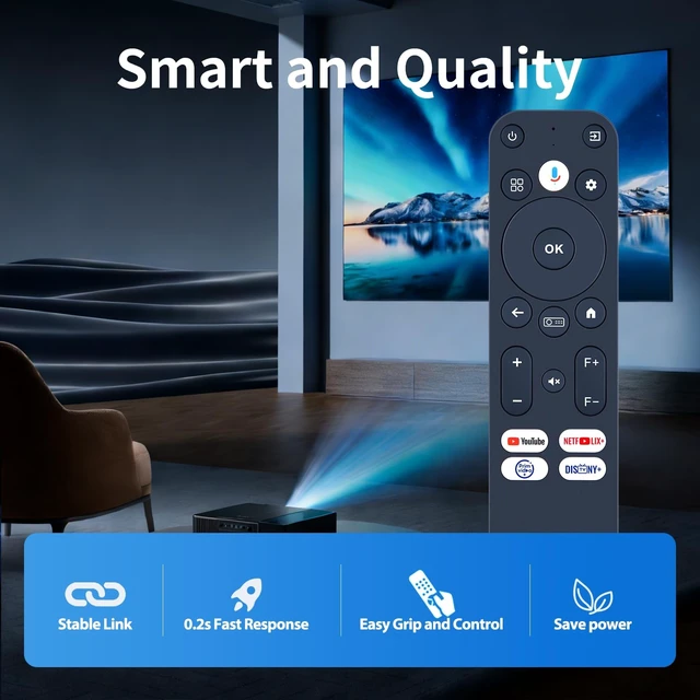 Alt view image 3 of 5 - ZWP Replacement Voice Remote Control Compatible for WANBO Mozart 1 Pro/M1 PRO, ETOE E3 PRO/Whale Pro Smart Projector, for ZCGIOBN, Nova C40 Poseidon E40 Projector