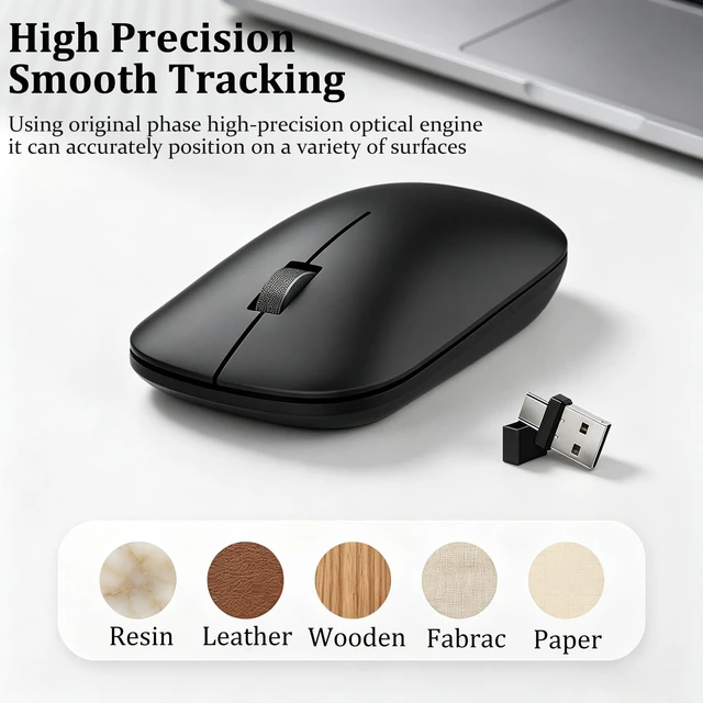 Alt view image 4 of 5 - Wireless Bluetooth Mouse, 4 Modes Bluetooth 3.0/5.0 & 2.4G USB-A/Type-C Receiver, Ultra-Thin Silent Ergonomic Cordless Mouse for MacBook Windows PC Laptop Smartphone Tablet, Office Travel Home