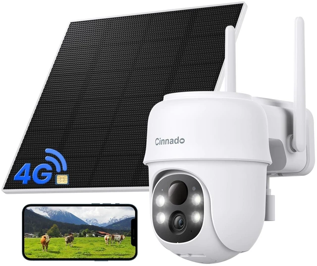 Main image of Cinnado 4G LTE Cellular Security Camera-No WiFi Outdoor Camera Wireless with 5W Solar Panel, 2K 360 Color Night Vision, PIR Motion, TF Card Storage, Works with Alexa, SIM Card Included, B6 4G 1