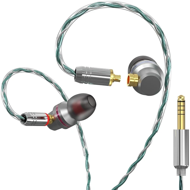 Main image of GUAEIMO G4M4D1G HiFi IEMs, Wired in-Ear Monitors with Detachable MMCX Cable, Professional Audiophile Earbuds, Aluminum Shell & 4-Strand Silver-Plated Cable, 4.4mm No Mic Gunmetal Gray