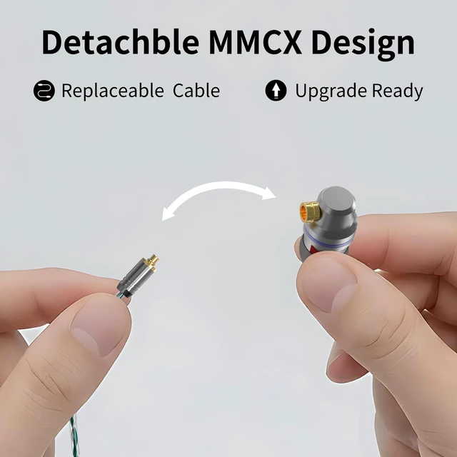 Alt view image 3 of 5 - GUAEIMO G4M4D1G HiFi IEMs, Wired in-Ear Monitors with Detachable MMCX Cable, Professional Audiophile Earbuds, Aluminum Shell & 4-Strand Silver-Plated Cable, 4.4mm No Mic Gunmetal Gray