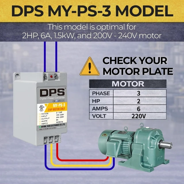 Alt view image 4 of 5 - DPS Digital Phase Converter 3HP My-PS-3, Single to 3 Phase, 9A 200-240V