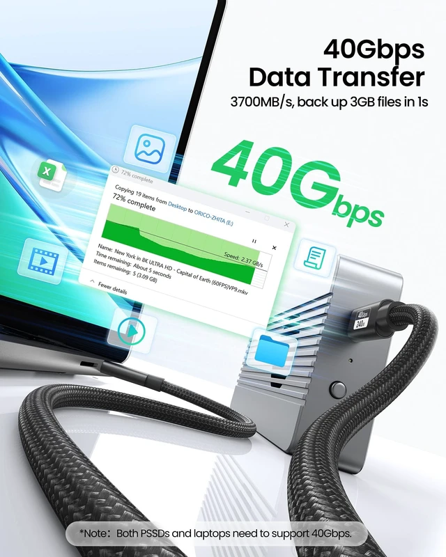 Alt view image 2 of 5 - Fitee USB 4 Cable for Thunderbolt 4 Cable 2 Pack 8FT