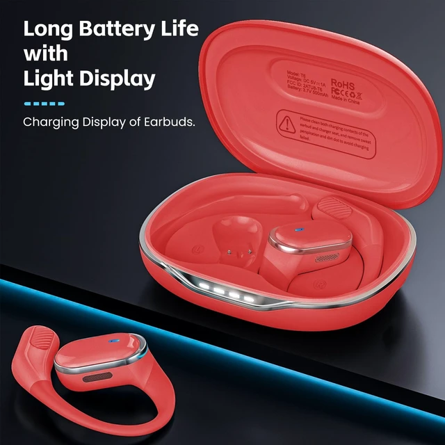 Alt view image 3 of 5 - TRAUSI Open Ear Wireless Earbuds Bluetooth Headphones, 80H Playtime Stereo Ear Buds with ENC Noise Cancelling, Fast Charging, IPX7 Waterproof Sports Earphones with Earhook for Running/Workouts