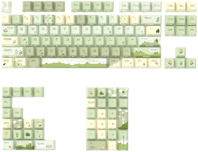 Main image of Mountain Stream PBT Mechanical Keyboards Keycaps Dye-Sublimation Side Print Backlit, Green Nature Landscape
