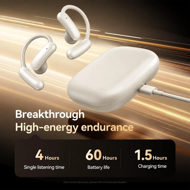 Alt view image 2 of 5 - ROEL-PLAY Open Ear Bluetooth Headphones, Magnetic Swap Battery, 60H Beige