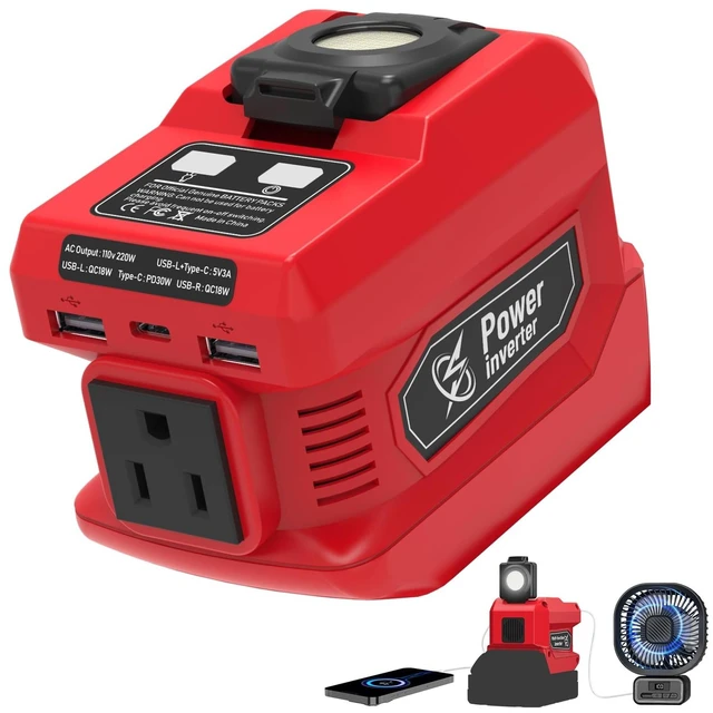 Main image of Mightrench 220W Power Inverter Compatible with Milwaukee 18V Battery