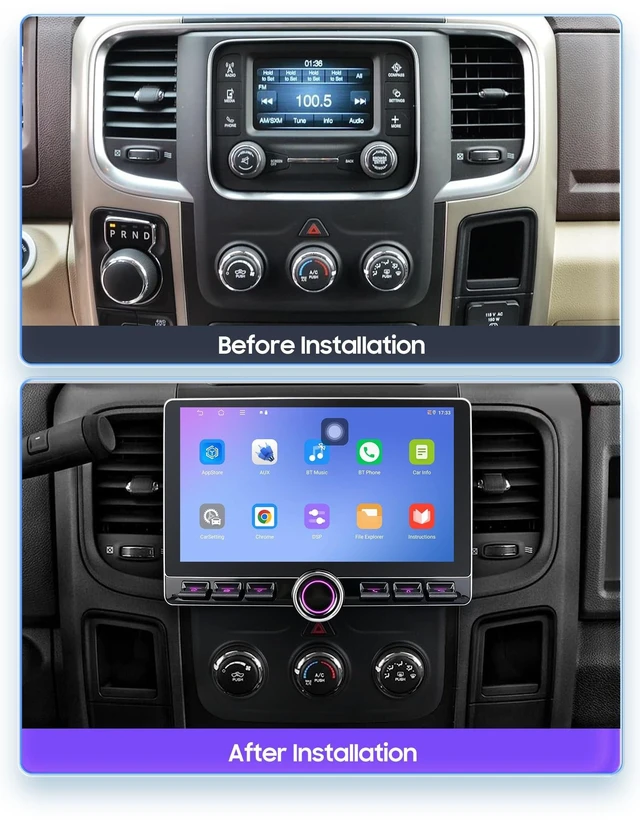 Alt view image 2 of 5 - 10.2 4GB+ 64GB Android15 Car Radio Stereo Upgrade For Dodge Ram 1500 2500 3500 2013-2018 (Manual AC) Volume Knob Keybutton Supports Wireless Carplay/Android Auto Steering Wheel Control WiFi Blu