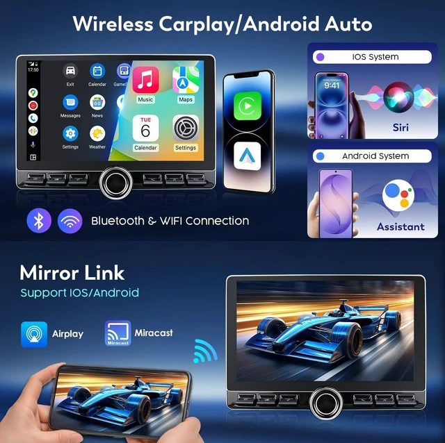 Alt view image 3 of 5 - 10.2 4GB+ 64GB Android15 Car Radio Stereo Upgrade For Dodge Ram 1500 2500 3500 2013-2018 (Manual AC) Volume Knob Keybutton Supports Wireless Carplay/Android Auto Steering Wheel Control WiFi Blu