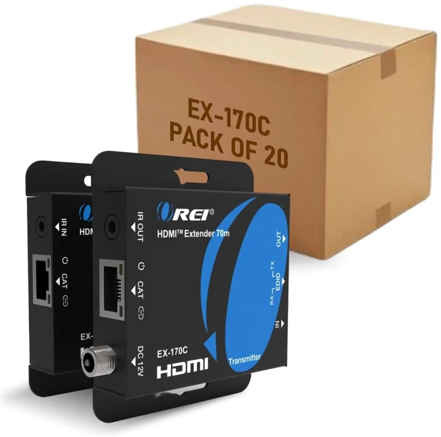 Main image of OREI 4K HDMI Over Ethernet Extender Over CAT5/CAT6/CAT7, with IR Upto 164 Feet - Loop Out - (EX-170C) - (20 Pack)