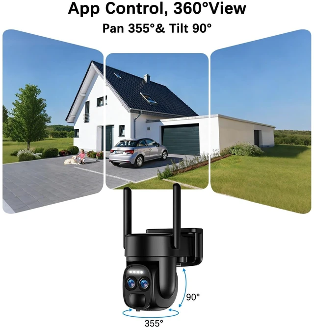 Alt view image 2 of 5 - 4K Dual Lens Security Camera Wireless Outdoor,360PTZ Solar Security Camera