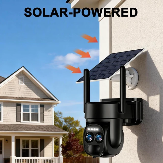 Alt view image 3 of 5 - 4K Dual Lens Security Camera Wireless Outdoor,360PTZ Solar Security Camera