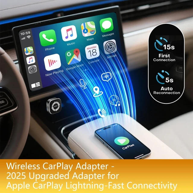 Alt view image 2 of 5 - Bctouza 4 in 1 Wireless Carplay Adapter, Wired to Wireless Adapter for Car Play& Android Auto&Airplay&Mirror Link,USB-A Plug with Type-C Extension,Mini Size and Compact