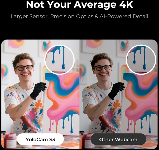 Alt view image 3 of 5 - YOLOLIV YoloCam S3 Bluetooth, 4K Streaming Webcam with 1/1.3'' Sensor