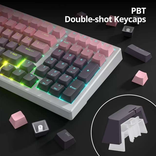 Alt view image 4 of 5 - Owpkeenthy OEM Profile Double Shot PBT Keycaps 135 Keys, Shine Through Gradient Design, Backlit Custom Key Cap Set for MX Switch Mechanical Gaming Keyboard (OEM Dousha)