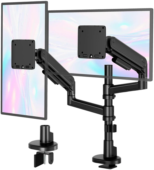 Main image of monTEK Dual Monitor Arm, Vertical Stackable 1740" Full MotionBlack