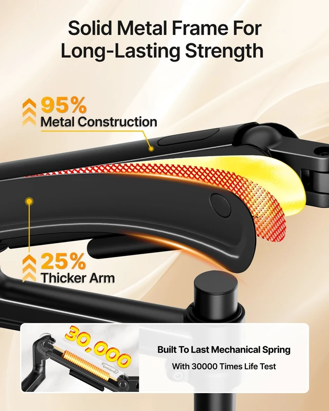 Alt view image 4 of 5 - monTEK Dual Monitor Arm, Vertical Stackable 1740" Full MotionBlack