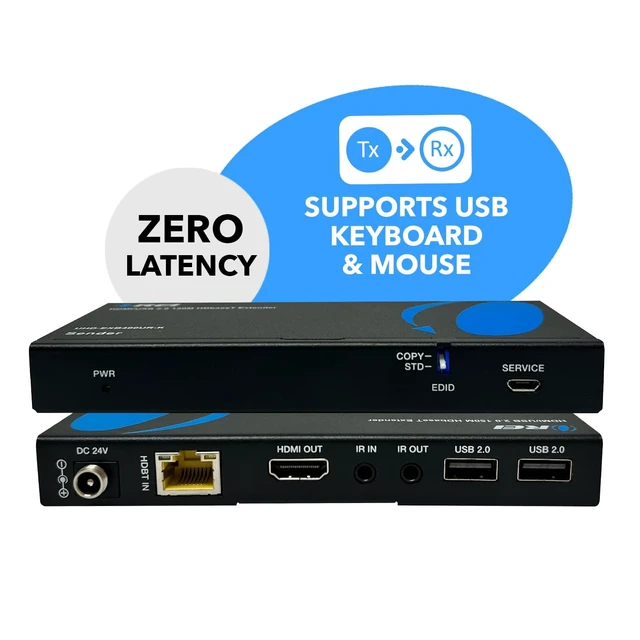 Alt view image 2 of 5 - OREI USB Over Ethernet Extender HDBaseT 4K@60Hz 400ft PoC, Two-Way IR, EDID