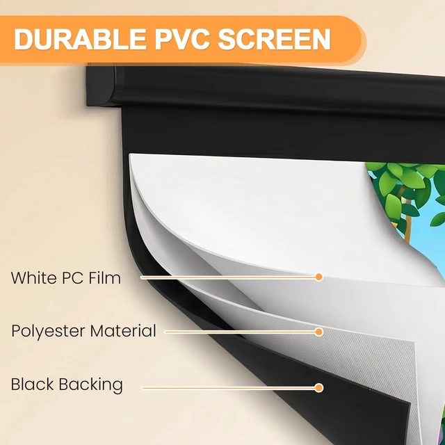 Alt view image 2 of 5 - YODOLLA 150" Projector Screen Motorized 16:9 for Home Theater Outdoor Black