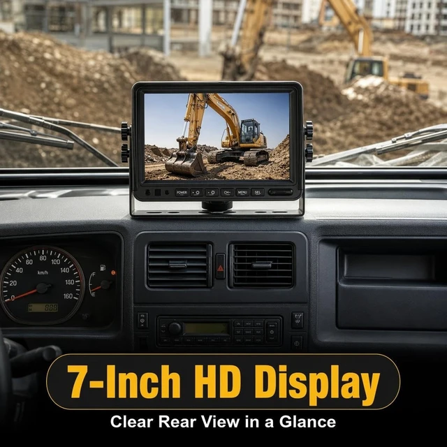 Alt view image 3 of 5 - 10" 1080P AHD Wired Reverse Rear View Backup Camera System,Guide line,IP69K No Water Leakage Camera, Night Vision, Vibration-Proof 10G for Tractor/Truck/Excavator/Caravan/Skid Steer/Heavy Equipment