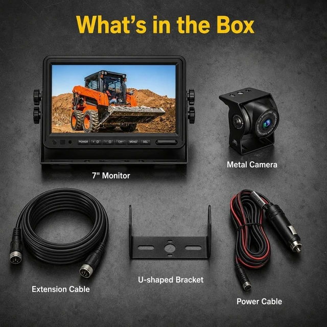 Alt view image 5 of 5 - 10" 1080P AHD Wired Reverse Rear View Backup Camera System,Guide line,IP69K No Water Leakage Camera, Night Vision, Vibration-Proof 10G for Tractor/Truck/Excavator/Caravan/Skid Steer/Heavy Equipment