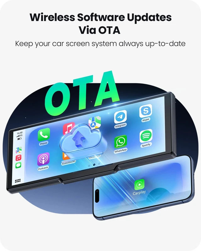Alt view image 5 of 5 - 9.26" CarPlay Screen for Apple Car Play Android Auto with 4K Dual Dash Cam