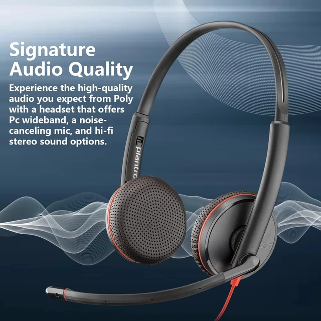 Alt view image 4 of 5 - HP Poly Blackwire C3225 Stereo Headset with USB-C & 3.5mm Connection, Noise Cancelling, Soundguard and Flexible Microphone Arm, Black