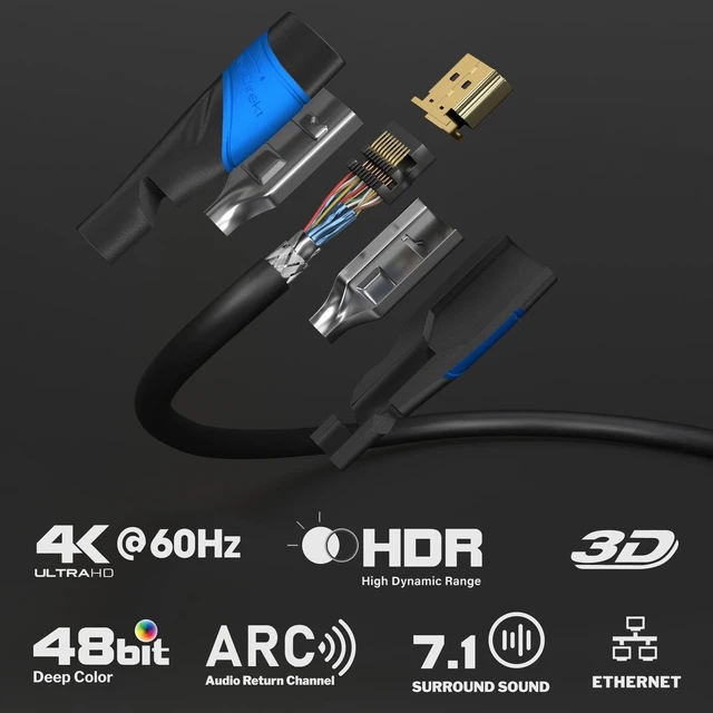 Alt view image 2 of 5 - KabelDirekt 4K HDMI Cable 75ft German Flexcore Technology